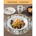 thumbnail image 3 of 13 Inch Round Placemats Set of 4, Grey Gnomes Christmas Non Slip Heat Insulation PP Table Mats, Red Xmas Balls Snowflake Tree Washable Place Mats for Kitchen Dining Party Table Decor, 3 of 7