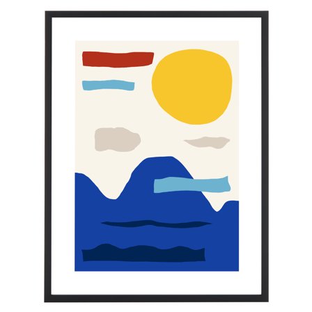 SAFAVIEH Yellowstone Blues 18 in. x 24 in. Framed Wall Art, Royal Blue/Yellow