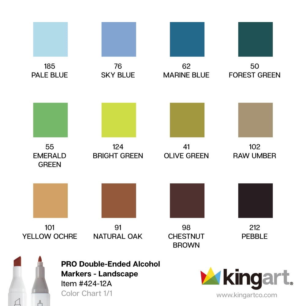Double-Ended Alcohol Markers 12 Landscape Colors