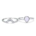 thumbnail image 2 of Bridal Set Two Piece Teardrop Lab White Opal Ring Band 925 Sterling Silver Size 7, 2 of 5