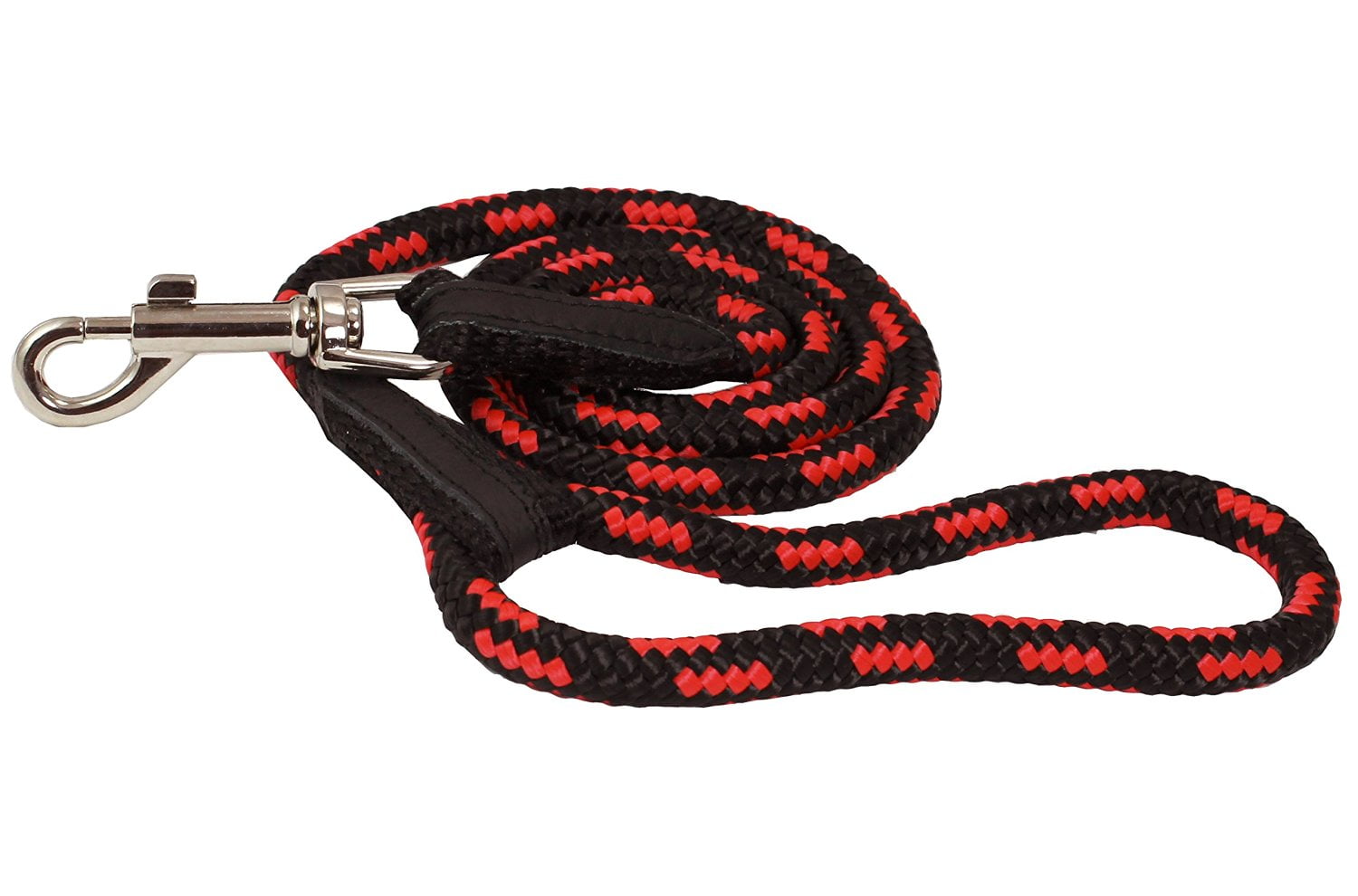 Dogs My Love 6ft Long Braided Rope Dog Leash Red with Black 6 Sizes