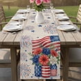 thumbnail image 4 of Independence Day Floral Table Runner 90 Inches, Anniversary USA Flag Vintage Bed Runner Dresser Scarves Tabletop for Indoor Outdoor Parties/Ceremony/Banquet, 13" x 90", 4 of 9