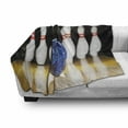 thumbnail image 3 of Bowling Party Soft Flannel Fleece Throw Blanket, Blue Abstract Ball on the Lane Pins Close up View Sports Leisure Time Game, Cozy Plush for Indoor and Outdoor Use, 70" x 90", Multicolor, by Ambesonne, 3 of 6
