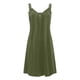 thumbnail image 4 of Vestidos verdes de verano para mujer, vestido playero bohemio, informal, de color liso, con botones, cuello en V, manga corta, 4 of 4