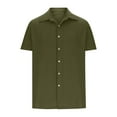thumbnail image 4 of ZCFZJW Mens Summer Linen Shirts Lightweight Short Sleeve Casual Shirts Button Down Shirt Beach Summer Wedding Vacation Shirt for Men Army Green XL, 4 of 6