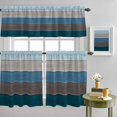 thumbnail image 4 of Retro Farm Blue Gray Wood Grain Curtain Tier and Valance Set 3 Piece, Rustic Wooden Plank 3-inch Rod Pocket Window Tier Curtains Valance for Kitchen Living Room, 4 of 9