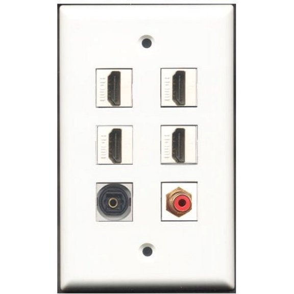 RiteAV - 4 Port HDMI 1 RCA Red 1 Toslink Wall Plate