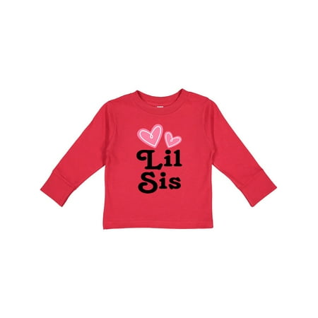 

Inktastic Love Hearts Lil Sis Gift Toddler Toddler Girl Long Sleeve T-Shirt