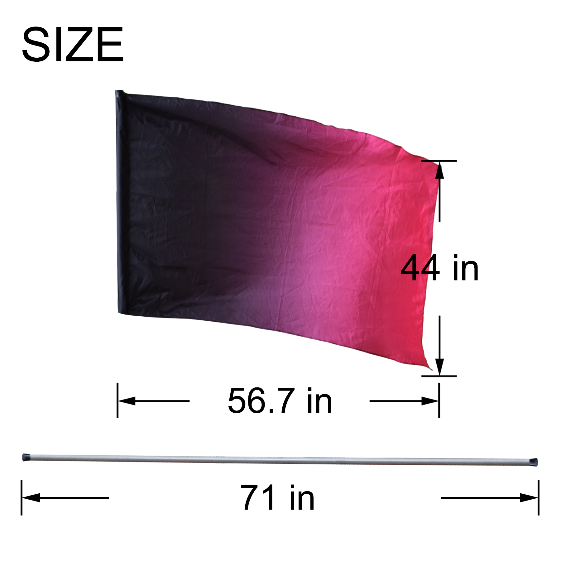 KHAMPA Color Guard Flags with Pole - Lightweight Spinning Flags for Performances - Vibrant Colors, Durable Construction - Ideal for Marching Bands, Drum Corps, and Dance Teams