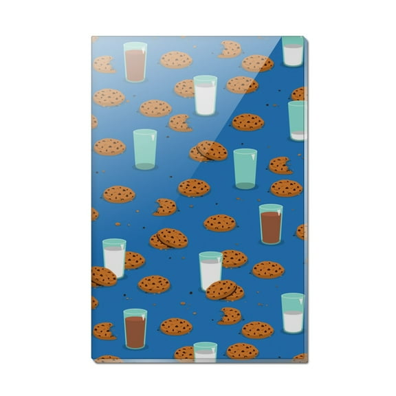 Chocolate Chip Cookies and Milk Pattern Rectangle Acrylic Fridge Refrigerator Magnet