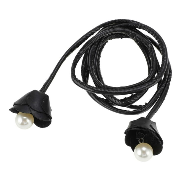 Cinturón de cuerda de flores de 1 pieza de Unique Bargains, cordón ajustable para mujeres, negro