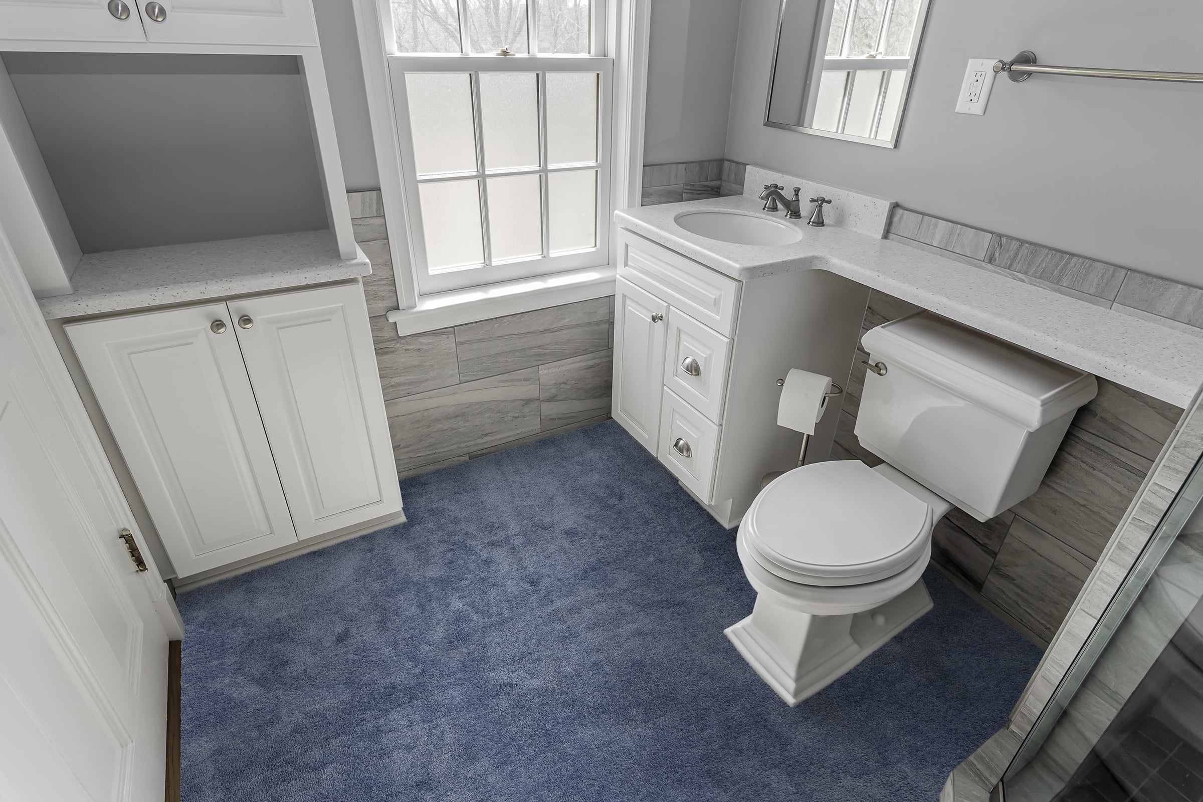 Garland Rug Room Size Washable Nylon Basin Blue Bathroom Carpet, 6' x 9'