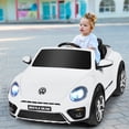 thumbnail image 2 of Costway 12V Licensed Volkswagen Beetle Kids Ride On Car w/ Remote Control&FM Radio White, 2 of 10