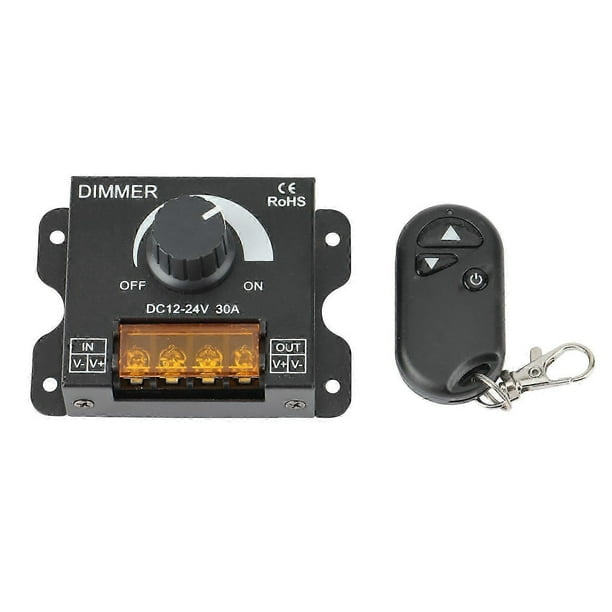 DC 12V-24V LED Light Dimmer Wireless 3 Keys RF Remote Control 30A 360W Dimmer for Single Color LED