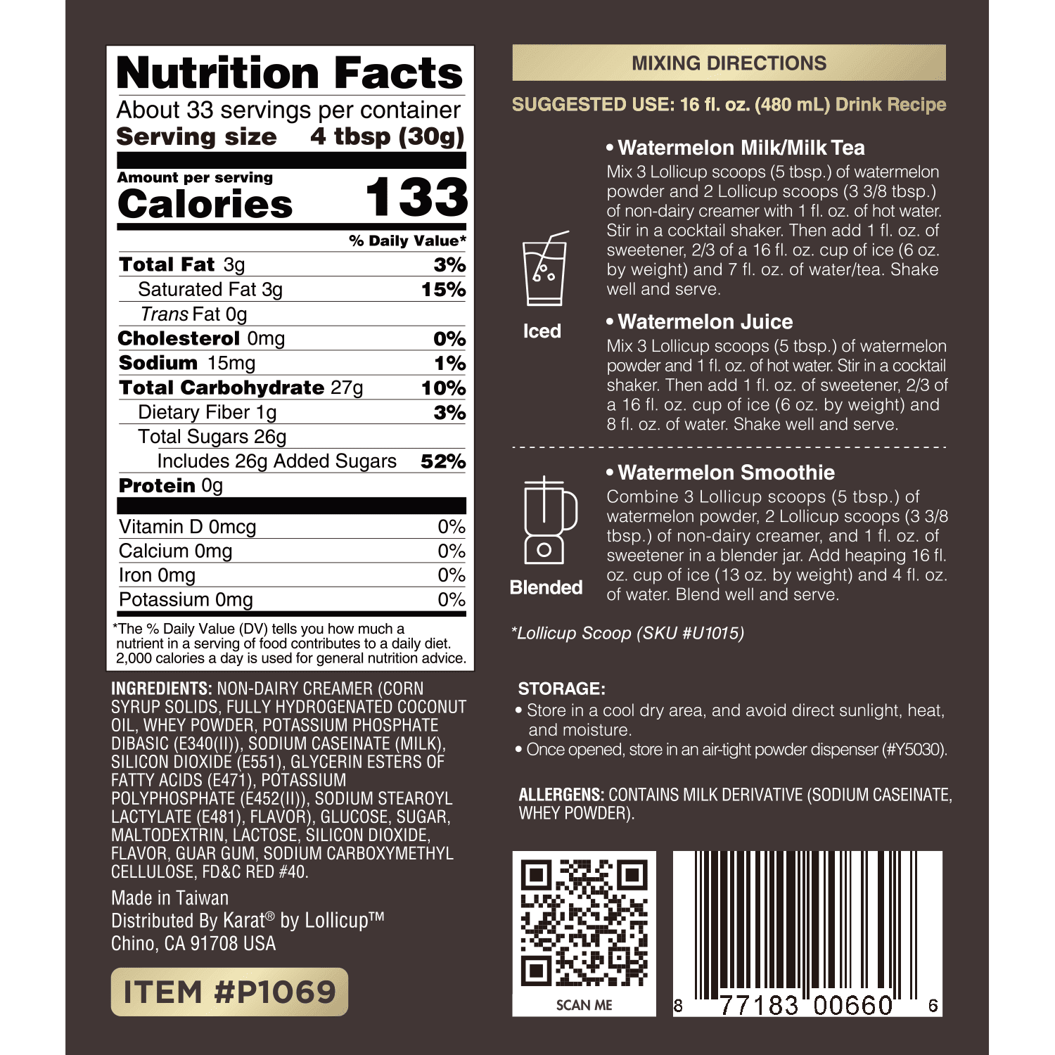 Tea Zone Watermelon Powder - Bag (2.2 lbs)