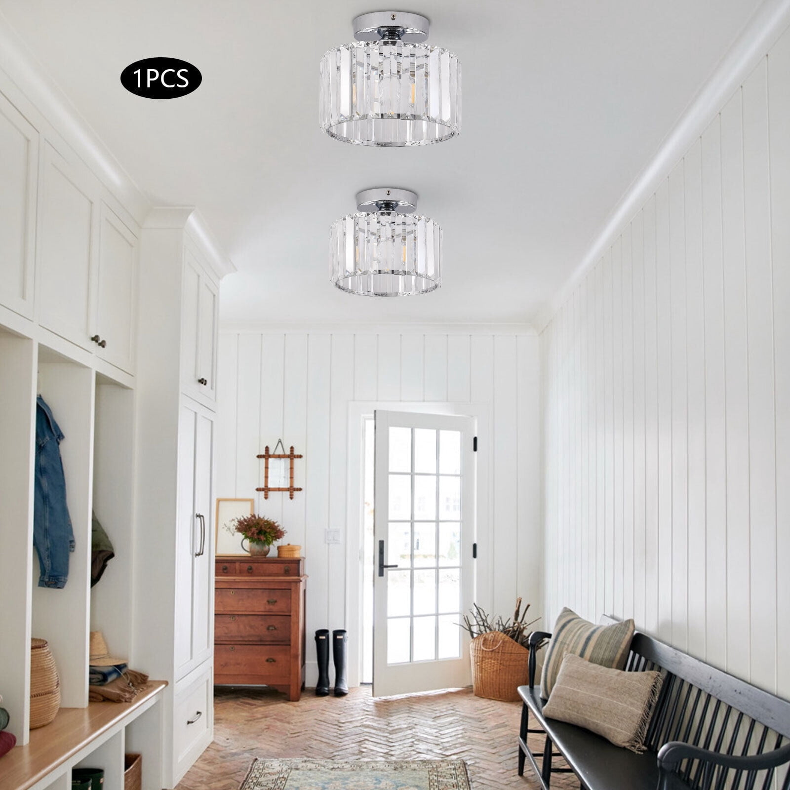 Modern Round Chandelier LED Ceiling Light Pendant Lamp Crystal Fixture Kitchen