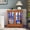 Dark Oak, variant on Leumius LED Curio Display Cabinet, Antique Display Cabinet with Adjustable Shelves, Retro Design Quality Showcase with Lattice Doors Elegant Bookcase and Storage Cabinet for Home Decor Oak
