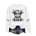 thumbnail image 2 of ersvoioy Womens Cow Print Sweatshirt Crewneck Loose Fit Long Sleeve Hoodless Pullover for Fall White XL, 2 of 6