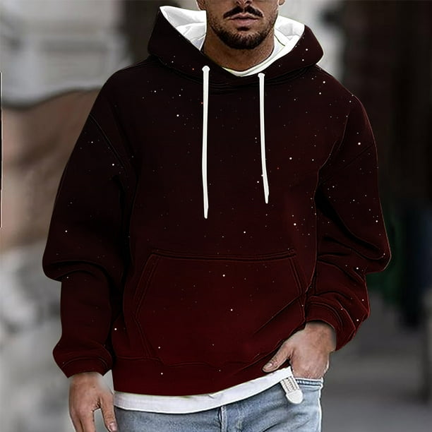 Sudadera con capucha para hombre, estilo casual, con cuello redondo, estampado, manga larga, blusa de poliéster