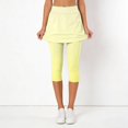 thumbnail image 2 of KHONTS Women's Tennis Skirt Leggings High Waist Tummy Control Athletic Yoga Capri Golf Pants Workout Clothing Yellow XL, 2 of 7