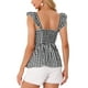 thumbnail image 3 of INSPIRAR CHIC Blusa de cuadros con peplum para mujer, cuello cuadrado, sin mangas, verano, color negro, 3 of 6