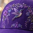 thumbnail image 5 of Womens Mens Alzheimers Hats Purple Floral & Hummingbird Print Alzheimer'S Awareness Support Baseball Cap Unisex Purple Ribbon Alzheimers Baseball Hat, 5 of 5