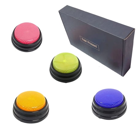 LED Recordable Answer Buzzers,Set of 4 Colored Dog Buttons Recordable Talking Button, Lights Recordable Answer Buzzers for Pet Communction