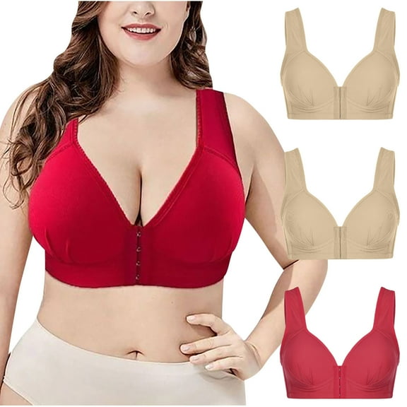 Summer Savings Clearance 2025! TAGOLD Womens Plus Size Bra Clearance,Summer Casual Bras for Womens,Women's Solid Color Bra Underwear 3-piece Bra Daily Underwear