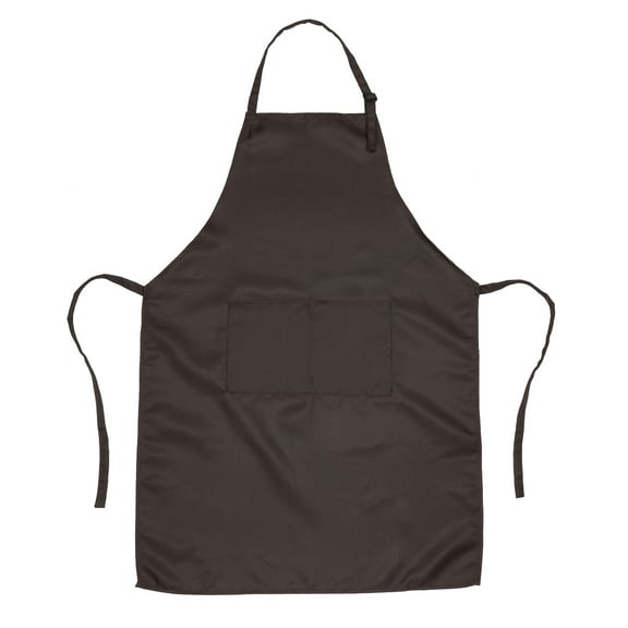 KONTONTY 2 Pockets Adjustable Neck Strap Bib Apron Restaurant and Home Kitchen Apron 60x85cm (Brown)