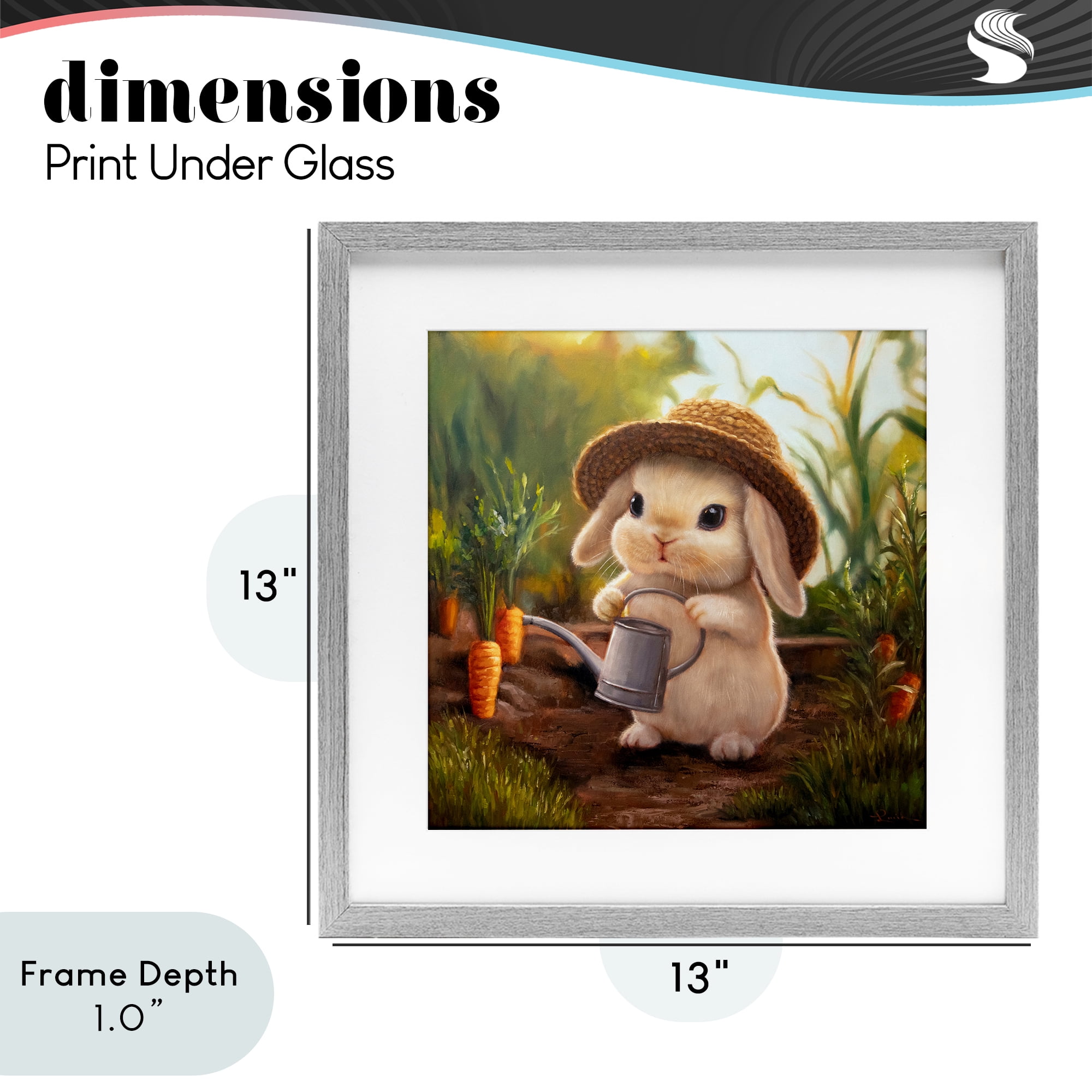 Stupell Industries Bunny with Carrot Garden Gray Framed Print Under Glass, design by Lucia Heffernan