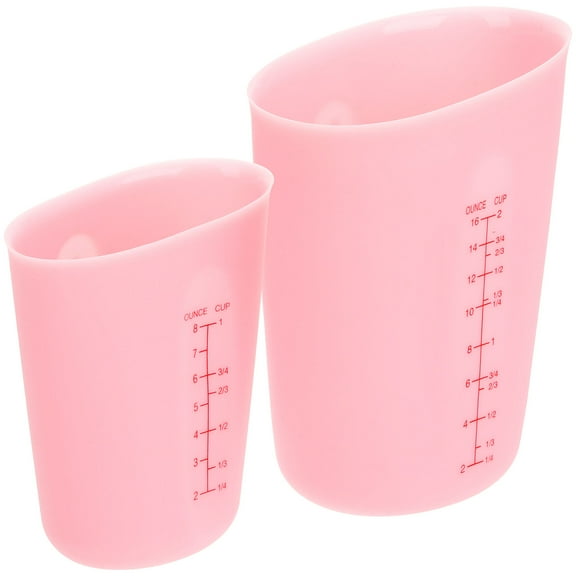 OFFIGAM 2Pcs Silicone Mixing Measuring Cups Pink Reusable Non