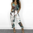 thumbnail image 4 of Fesfesfes Jumpsuit for Women Wide Leg Pants Peacock Printed Sling Hollow Leg Siamese Pants With Belt, 4 of 9