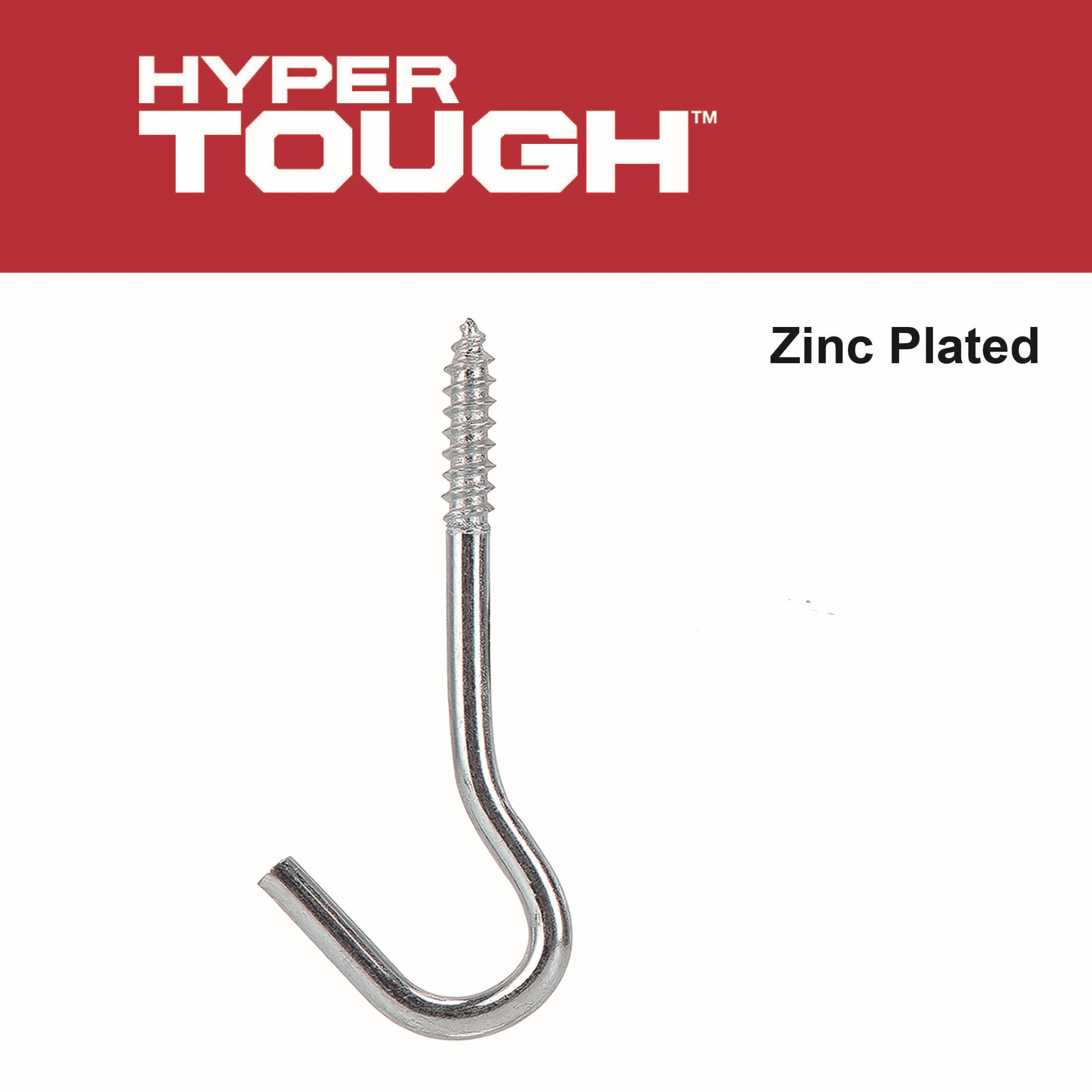 Hyper Tough 2-9/16 in. Screw Hook, Zinc Plated, 4 Pack
