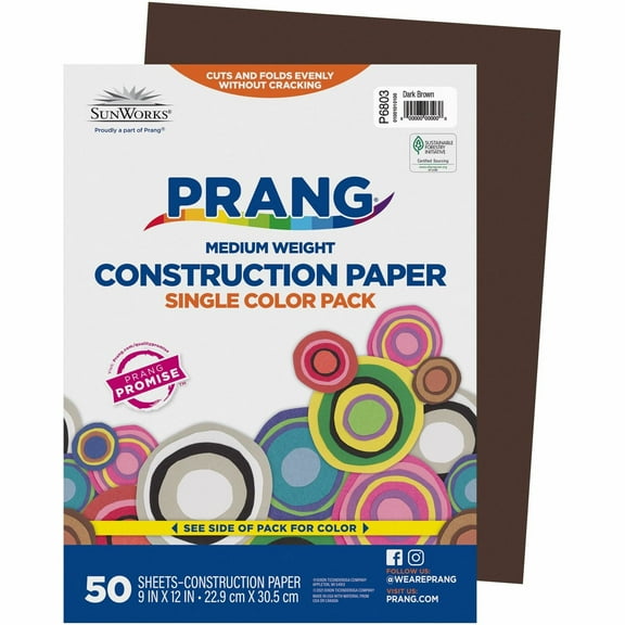 SunWorks, PAC6803, Construction Paper, 50 / Pack, Dark Brown
