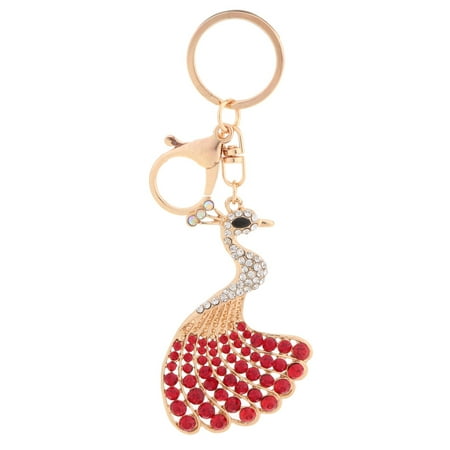 - Beautiful Shining Crystal Rhinestone Peafowl Peacock Pendant Key Ring Fashion Women Jewelry Car Key Chain Purse Handbag Charm Accessory Gift
