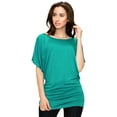 thumbnail image 3 of Made by Johnny Women's Boat Neck Short Sleeve Dolman Drape Top XS JADE, 3 of 6