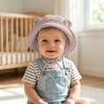 thumbnail image 5 of PureCasa Baby Summer Sun Hat for 0-3 Years Infant Boys Girls Comfortable Breathable Outdoor Hat Toddler Cotton Bucket Hats with Straps, 5 of 7