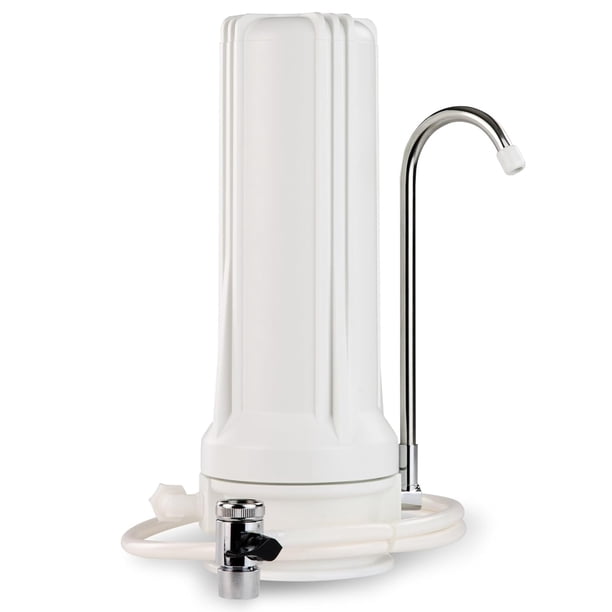 iSpring CKC1 Sistema de Filtración de Agua Potable de Encimera con Filtro de Carbón 2.5" x 10", Blanco