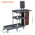 thumbnail image 3 of Commercial Traditional Janitorial 3-Shelf Cleaning Cart,Large Capacity Utility Clean Trolley with Wheels and 25 Gallon Zippered VinylBag and Cover w Lid,for Stores,Schools,and Business 300 Lbs, 3 of 9