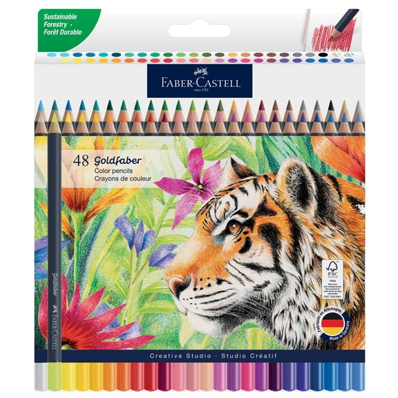 Faber-Castell Goldfaber Color Pencils: Drawing & Sketching – Smooth Laydown, Break-Resistant Cores (48 Count)