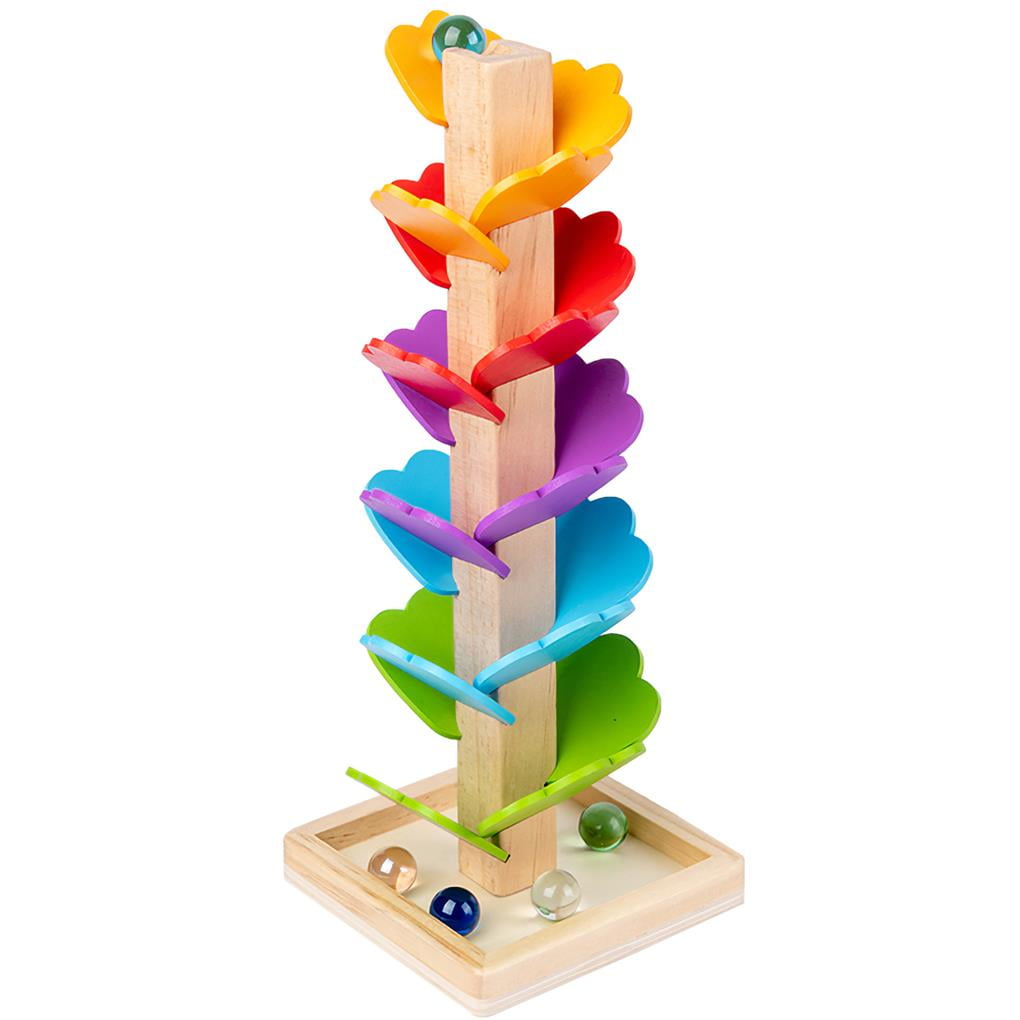 Wooden Ball Track Ball Running Track Colorful Ball Race Tower Building