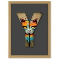 thumbnail image 1 of Letter Y Cat Face Multicoloured Decorative Graffiti Mural Alphabet Initial Stencil Artwork Framed Wall Art Print A4, 1 of 4