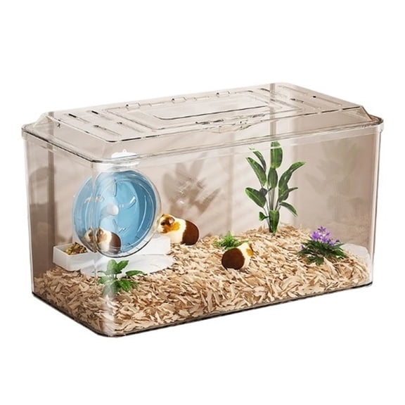 Acrylic Hamster Cage Breathable Transpet Tank with Running Wheel