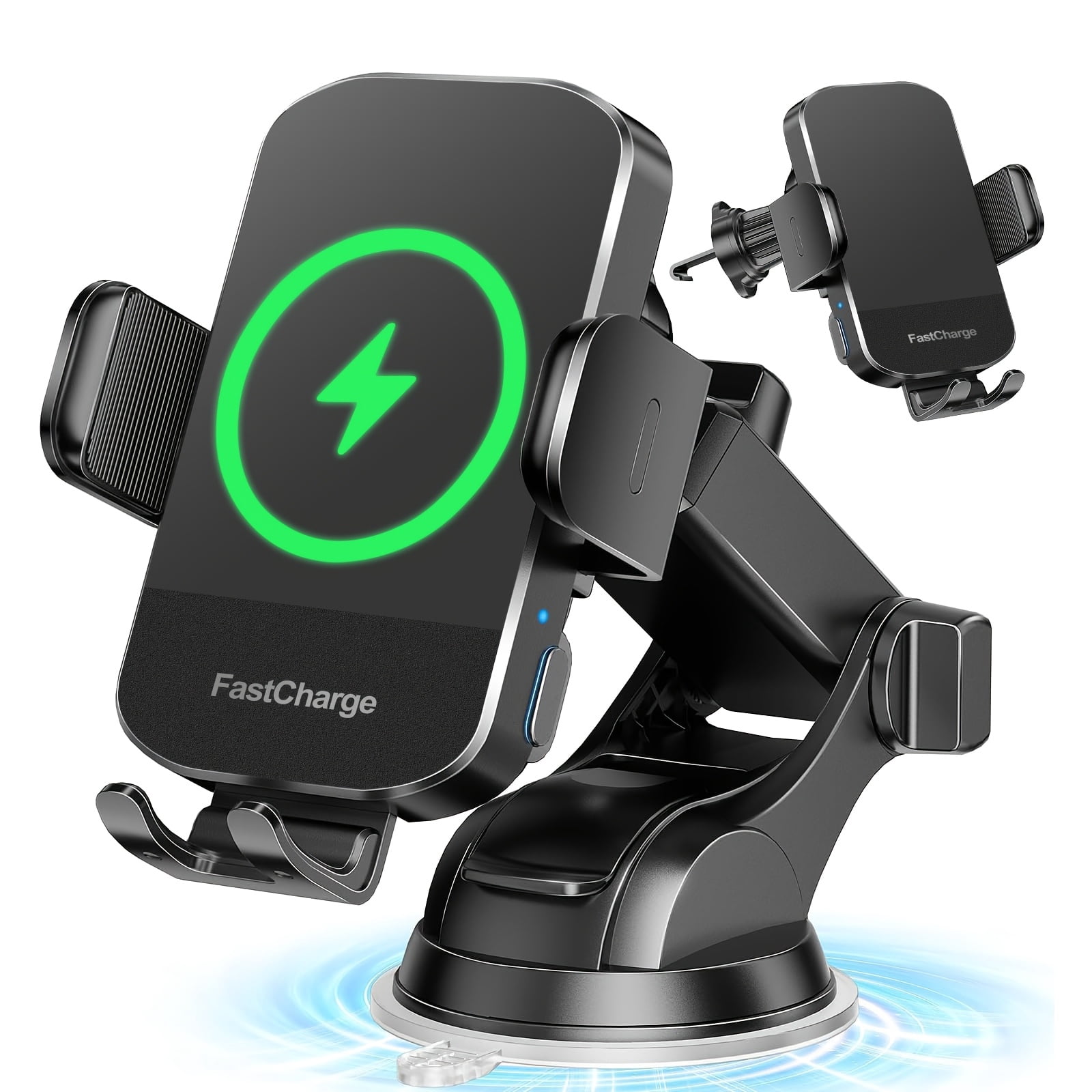 15W Wireless Car Charger | Auto-Clamping Car Mount, Fast Charging, Compatible with for iphone 17 16 15, 14, 13, 12, 11 Pro Max, Xs, for samsung,,,, S10+, USB Type-C