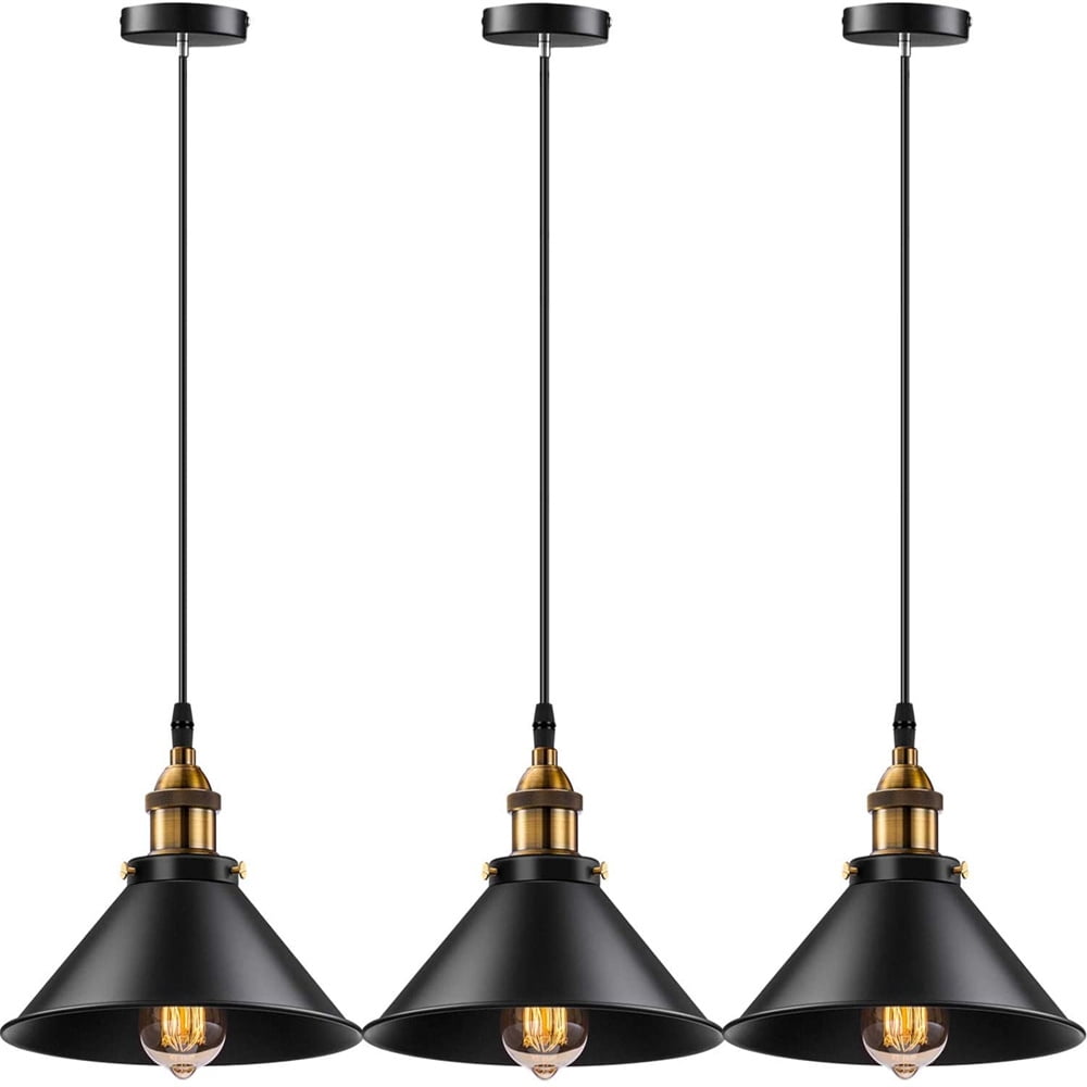Black Pendant Light 3pcs Hanging Pendant Lighting for Kitchen Island Decor E26 E27 Base Ceiling Light Fixture Lamp Home Decor