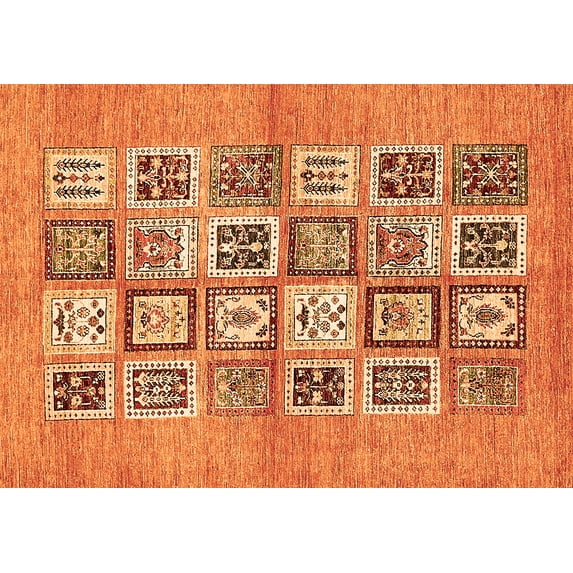 Ahgly Company Indoor Rectangle Abstract Orange Modern Area Rugs, 4' x 6'