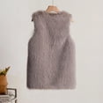 thumbnail image 5 of HAPIMO Women's Solid Color Soft Fleece Coat Winter Outfits Faux Fur Jackets Fashion Sleeveless Outwear Casual Wedding Party Vest Open Front Cardigans Fall Gray M, 5 of 5