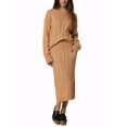 thumbnail image 2 of INSPIRE CHIC Womens' Fall Winter Roundneck Sweater Two Piece Outfit Midi Skirts with Pockets Lounge Set S Khaki, 2 of 6