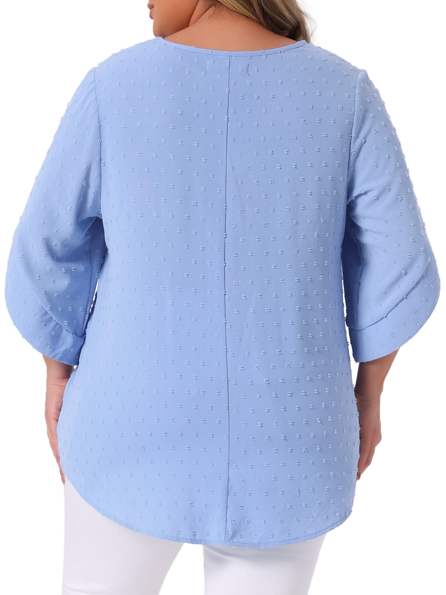 DARING DIVA Women's Plus Petal Sleeve Swiss Dots Blouse T-Shirt Tops 4X Blue