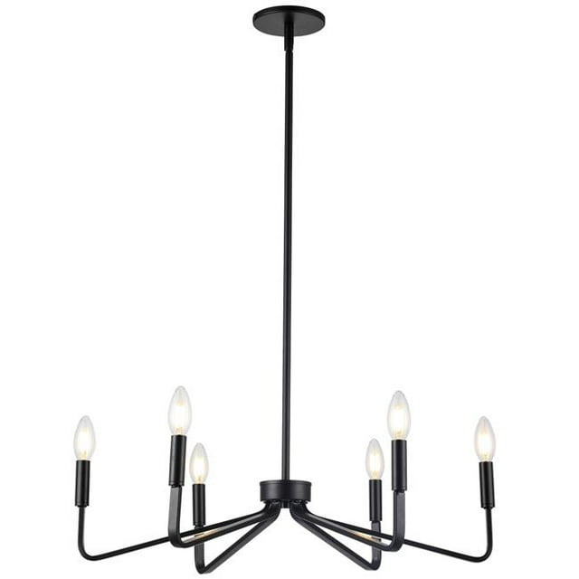 Dainolite CLN-266C-MB Lustre Incandescente 6 Lumières, Noir Mat